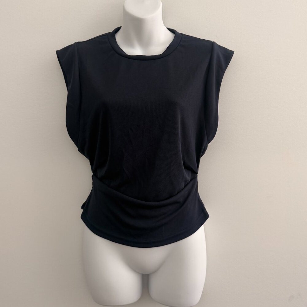 del RĀ Draped Waist Sleeveless Top | Midnight Blue | Size M | NWT - Picture 2 of 9